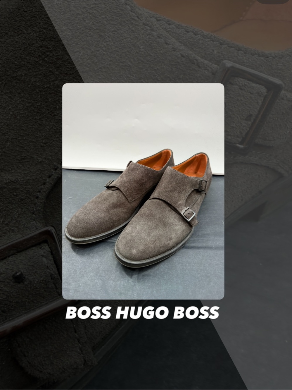 EUC Boss Hugo Boss Grey Suede Double Monk Shoes